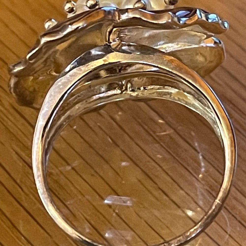 Paola Valentini PV 925 Sterling Silver Pearl Flower Ring - Picture 3 of 6